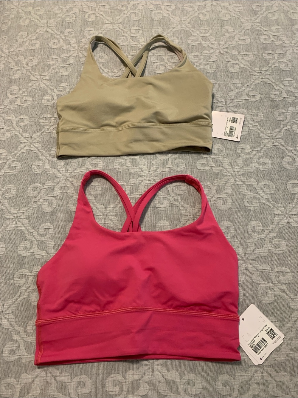 BUNDLE lululemon Energy Longline Bra in Camp Khaki & Raspberry Coulis (Size 6)